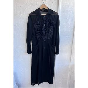 Comme Des Garçons Sheer Faux Fur Button Up Shirt Dress